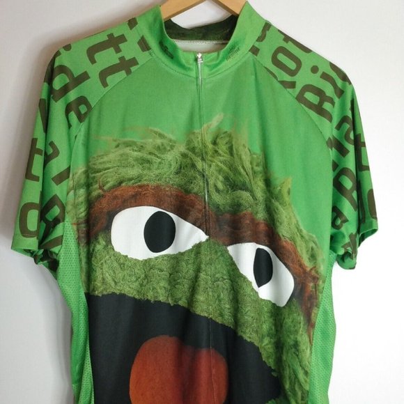 Oscar The Grouch Cycling Jersey Mens 3XL Brainstorm Gear Sesame Street Pockets - Picture 1 of 9